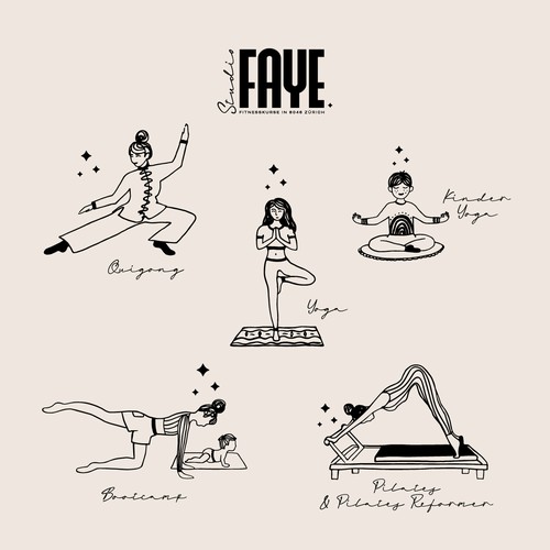 Illustrations for Group Fitness Studio FAYE