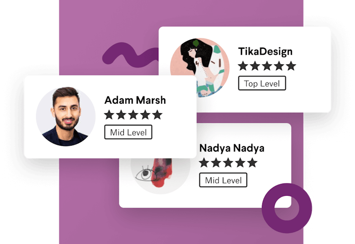 Examples of various designers that may participate in the logo contest